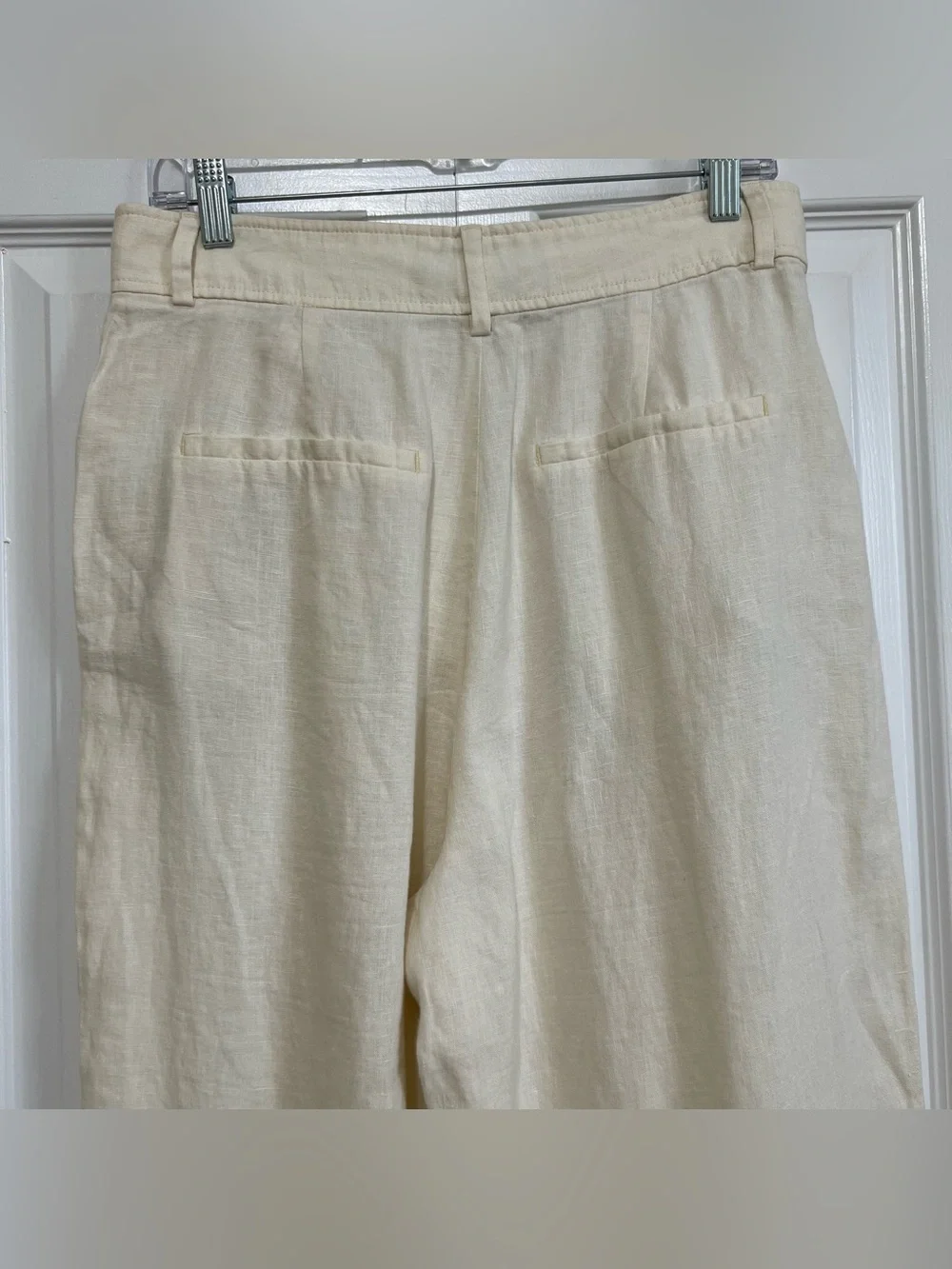 Everlane The Linen Way-High Drape Pant Wide-Leg Bone Cream Size 8